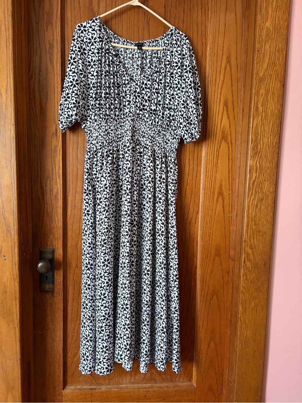 Ann Taylor Black & White Floral Maxi Dress